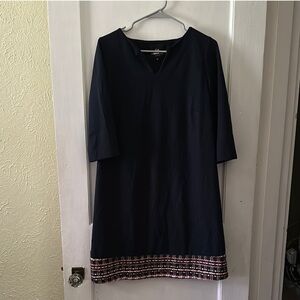 Madderson London Maternity Navy Embroidered Hem 3/4 Sleeves Knee Length Dress